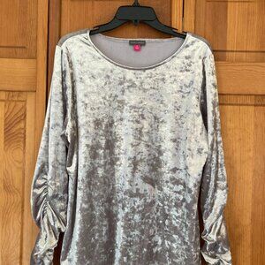 Vince Camuto Velour Rouched Long Sleeve Top XL